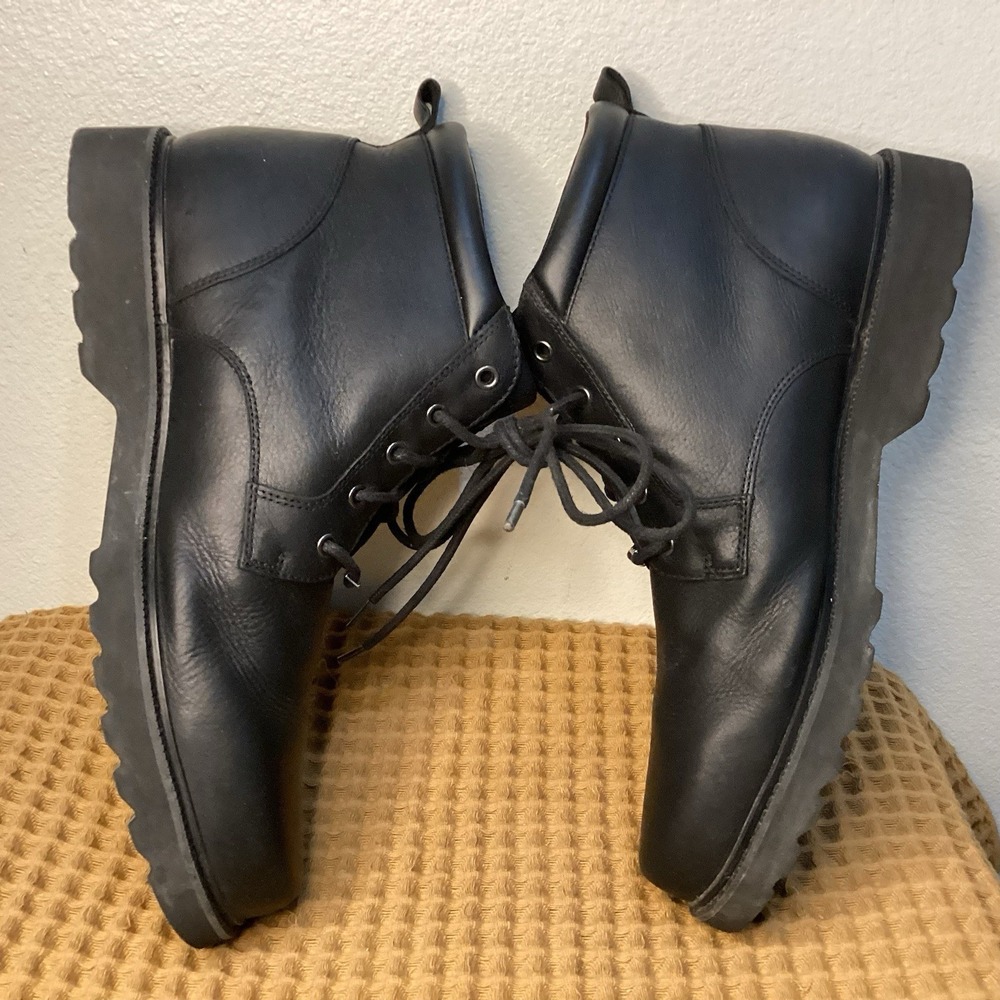 Rockport Mens Sz 13 Waterproof Hydro Sheild Leather Boots Black Rubber Soles - Picture 7 of 9